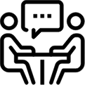 Icon with a white TV screen and a magnifying glass.